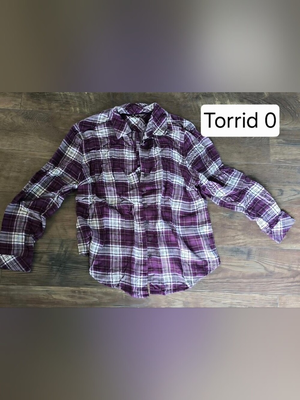 torrid Purple and White Plaid Button-Down Shirt